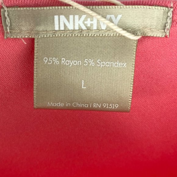 INKIVY Women Pink Soft Jersey Double V-Neck Side Seam Pockets Maxi Nightgown L - Picture 8 of 9